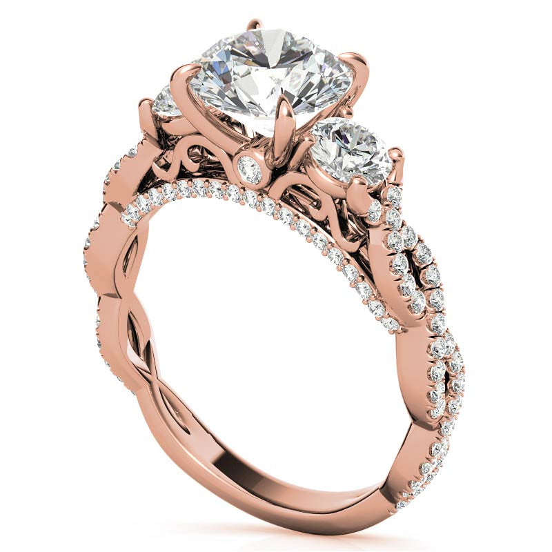 Round Brilliant Three-Stone Infinity Engagement Ring