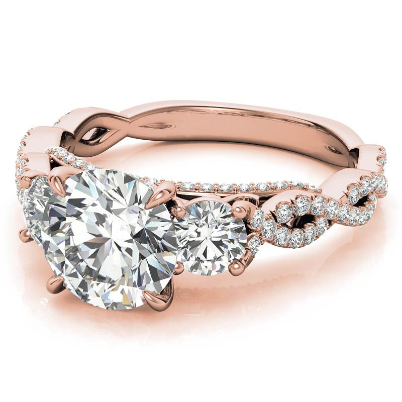 Round Brilliant Three-Stone Infinity Engagement Ring