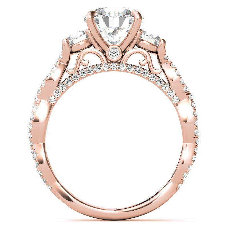 Round Brilliant Three-Stone Infinity Engagement Ring