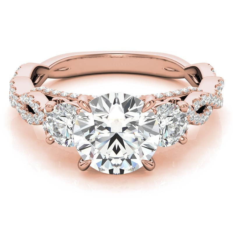 Round Brilliant Three-Stone Infinity Engagement Ring