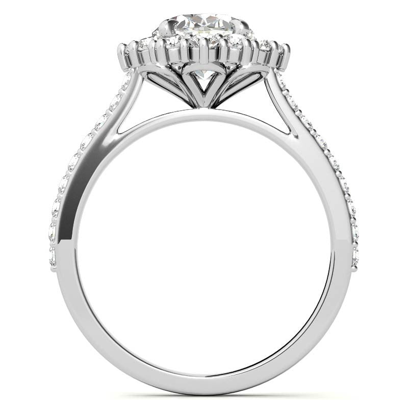 Oval Moissanite Halo Cathedral Engagement Ring