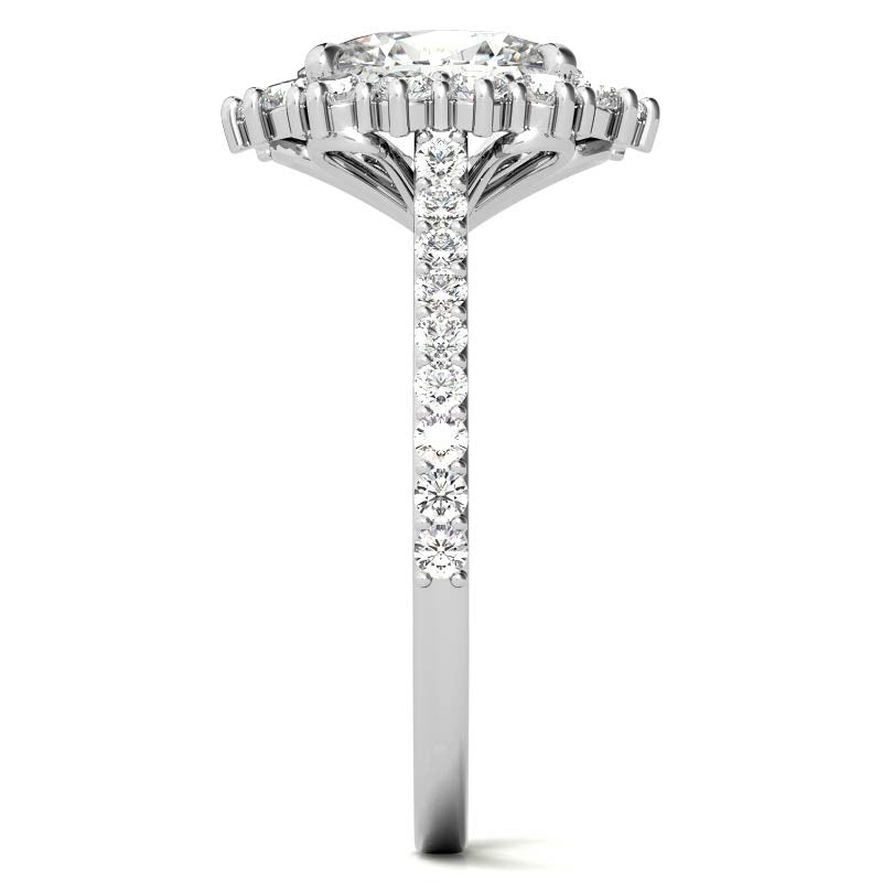 Oval Moissanite Halo Cathedral Engagement Ring