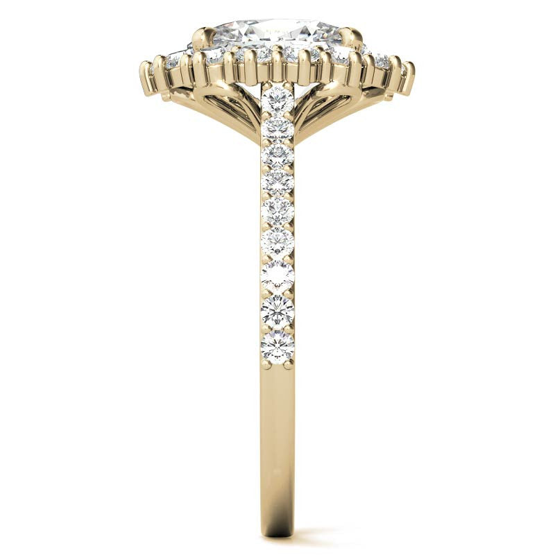 Oval Moissanite Halo Cathedral Engagement Ring