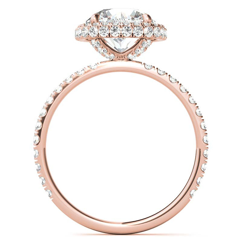 Round Encircled Moissanite Halo Engagement Ring