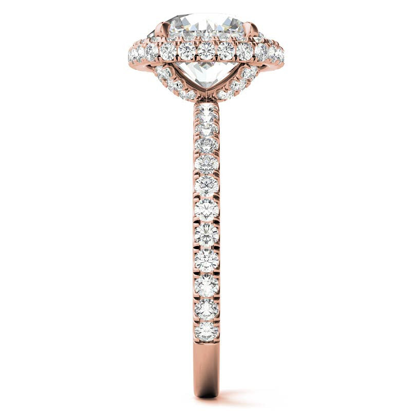 Round Encircled Moissanite Halo Engagement Ring