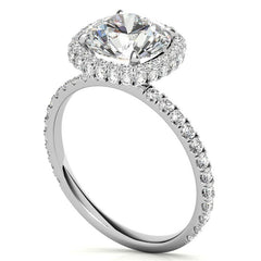 Round Encircled Moissanite Halo Engagement Ring