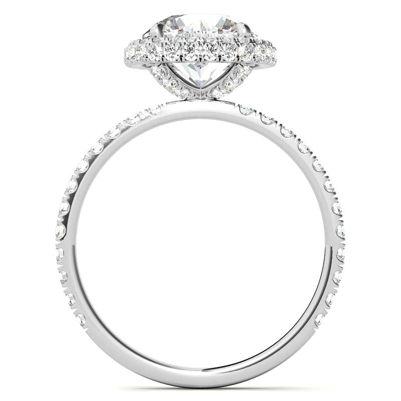 Round Encircled Moissanite Halo Engagement Ring