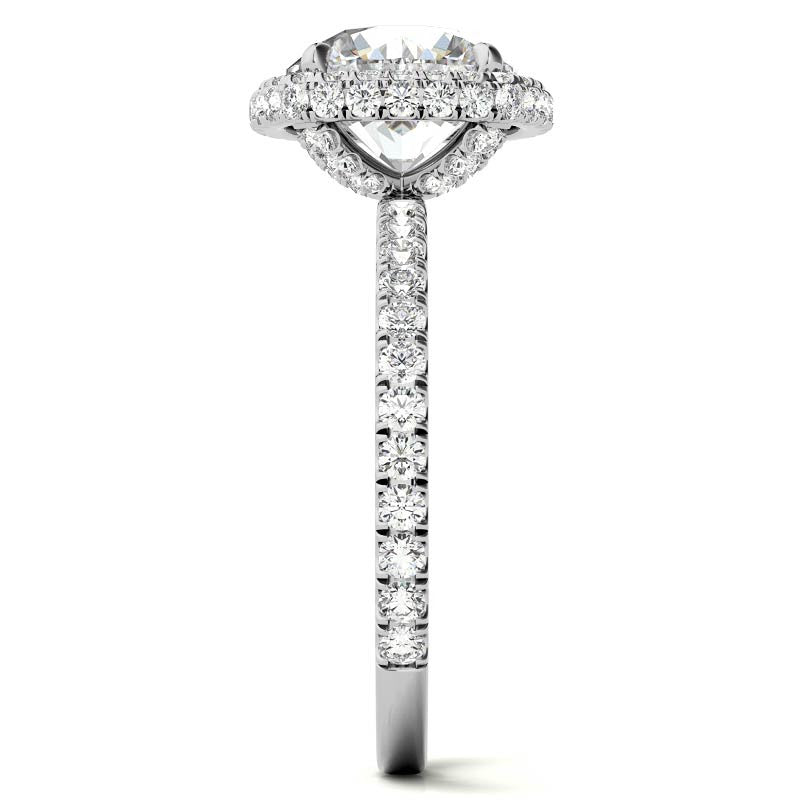 Round Encircled Moissanite Halo Engagement Ring
