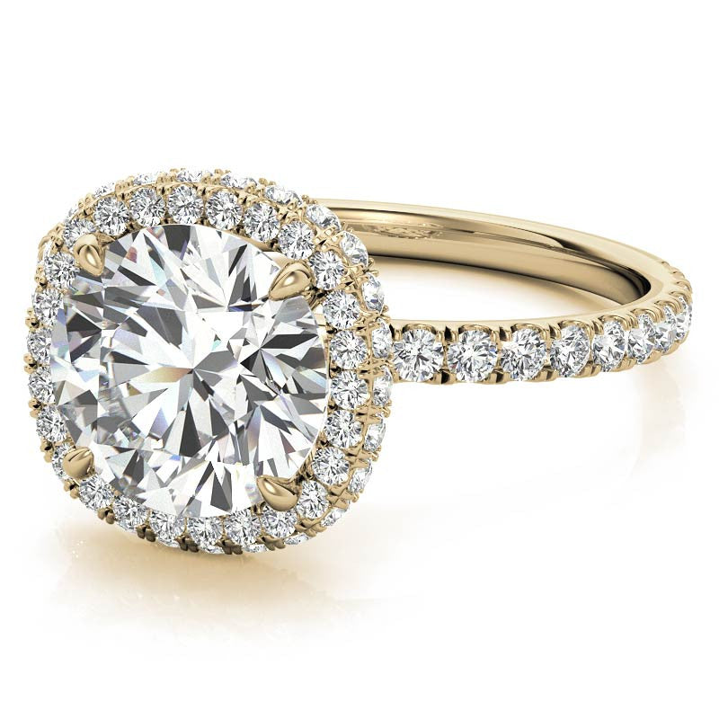 Round Encircled Moissanite Halo Engagement Ring