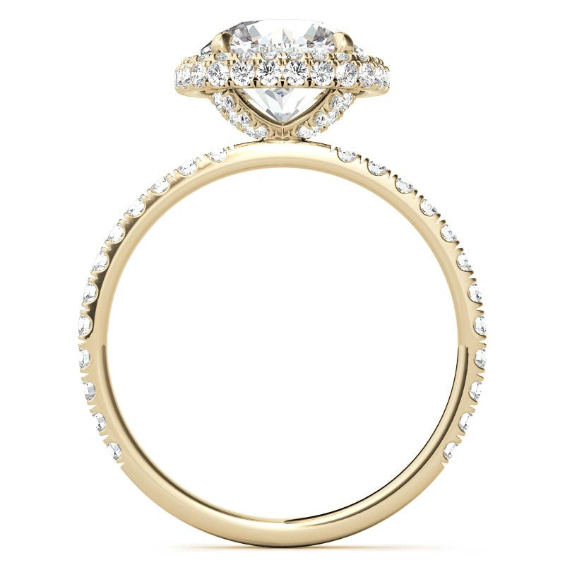 Round Encircled Moissanite Halo Engagement Ring