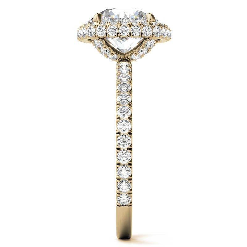 Round Encircled Moissanite Halo Engagement Ring