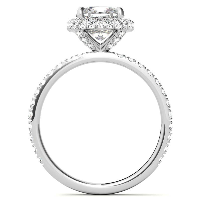 Cushion Encircled Moissanite Halo Engagement Ring