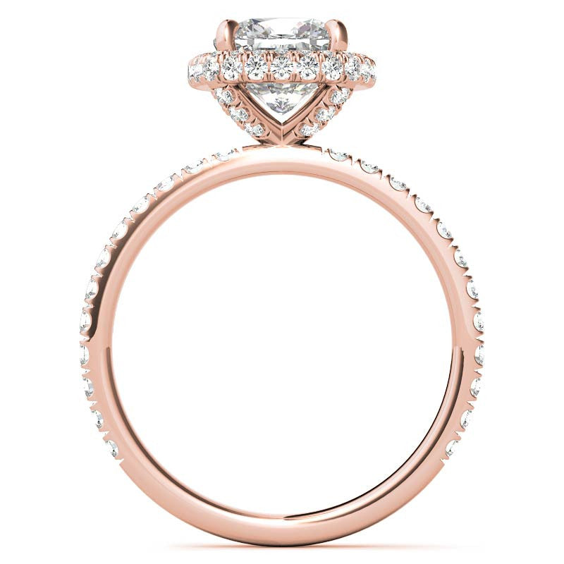 Cushion Encircled Moissanite Halo Engagement Ring