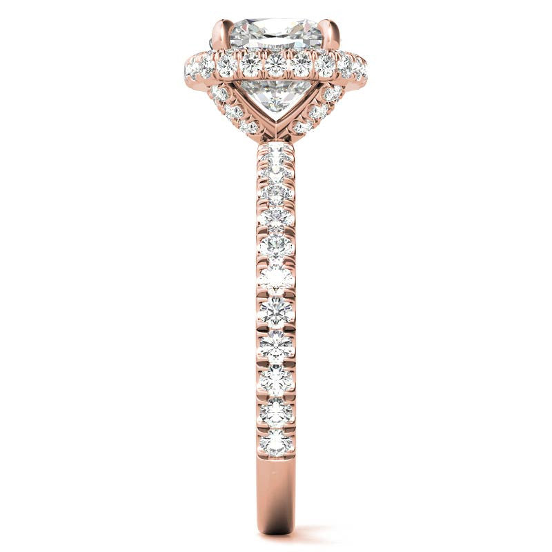 Cushion Encircled Moissanite Halo Engagement Ring