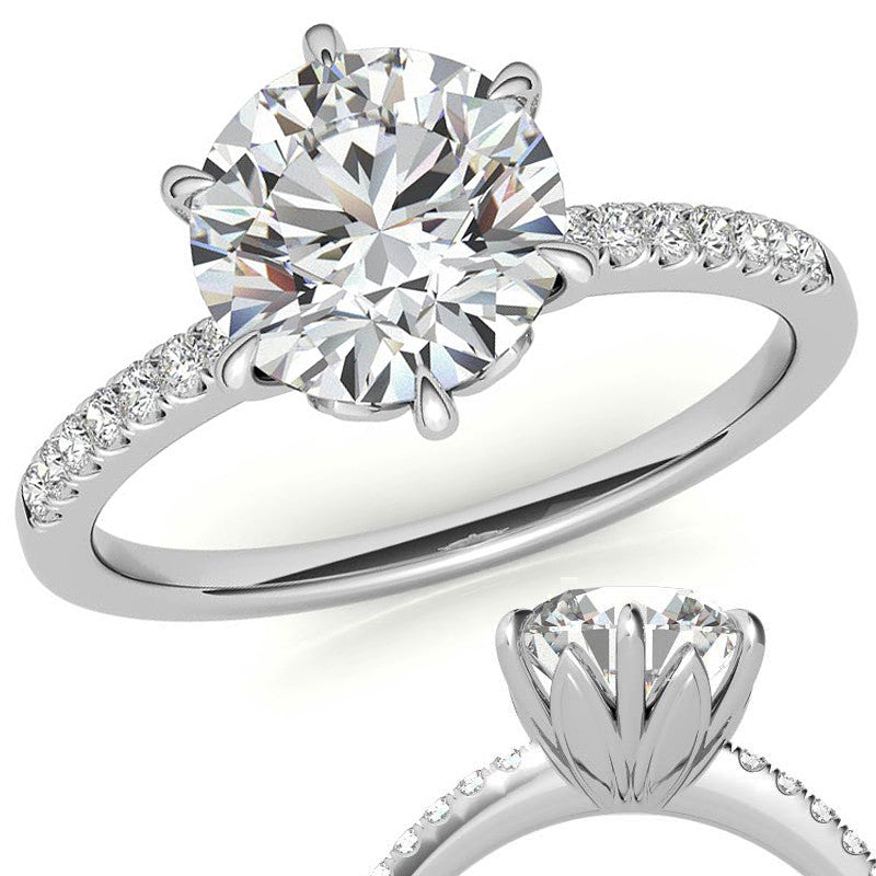 Round Brilliant Moissanite Floral Engagement Ring