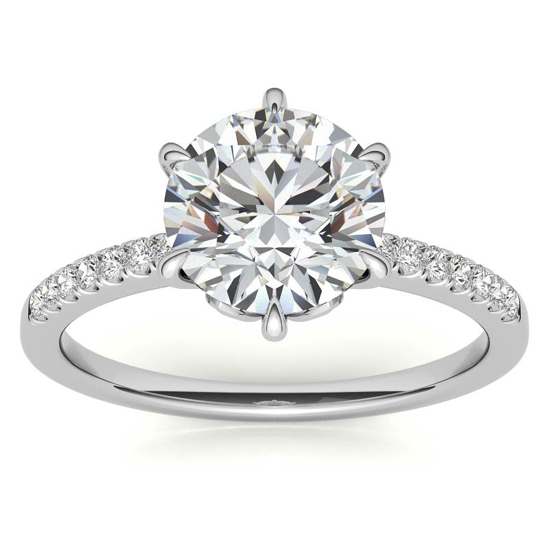 Round Brilliant Moissanite Floral Engagement Ring