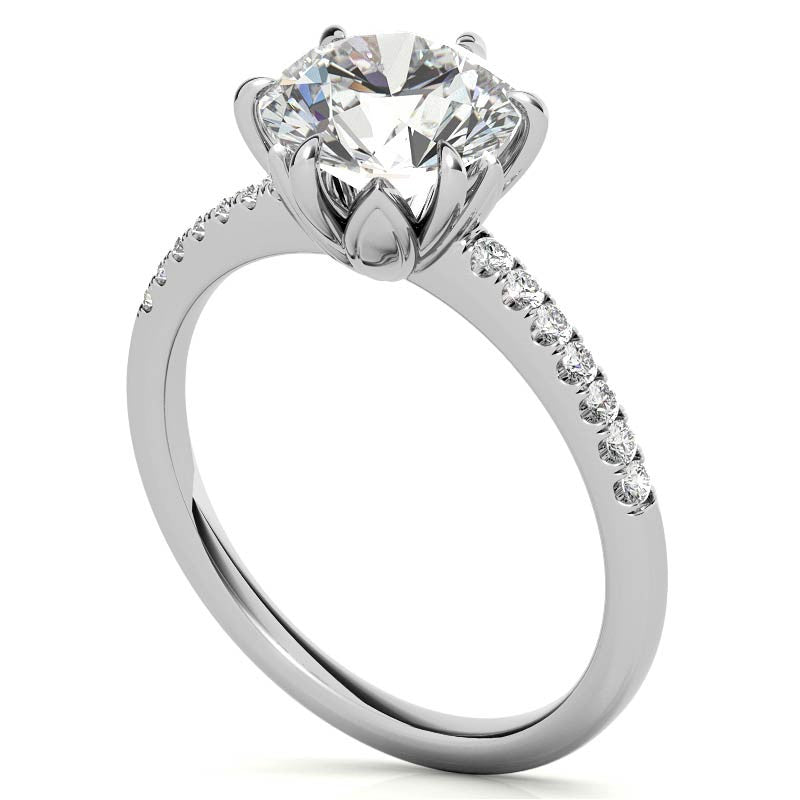 Round Brilliant Moissanite Floral Engagement Ring