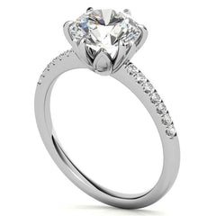 Round Brilliant Moissanite Floral Engagement Ring