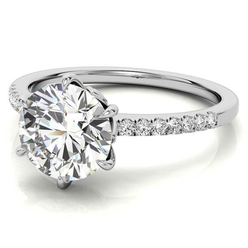 Round Brilliant Moissanite Floral Engagement Ring