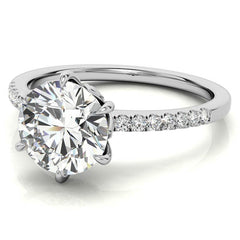 Round Brilliant Moissanite Floral Engagement Ring