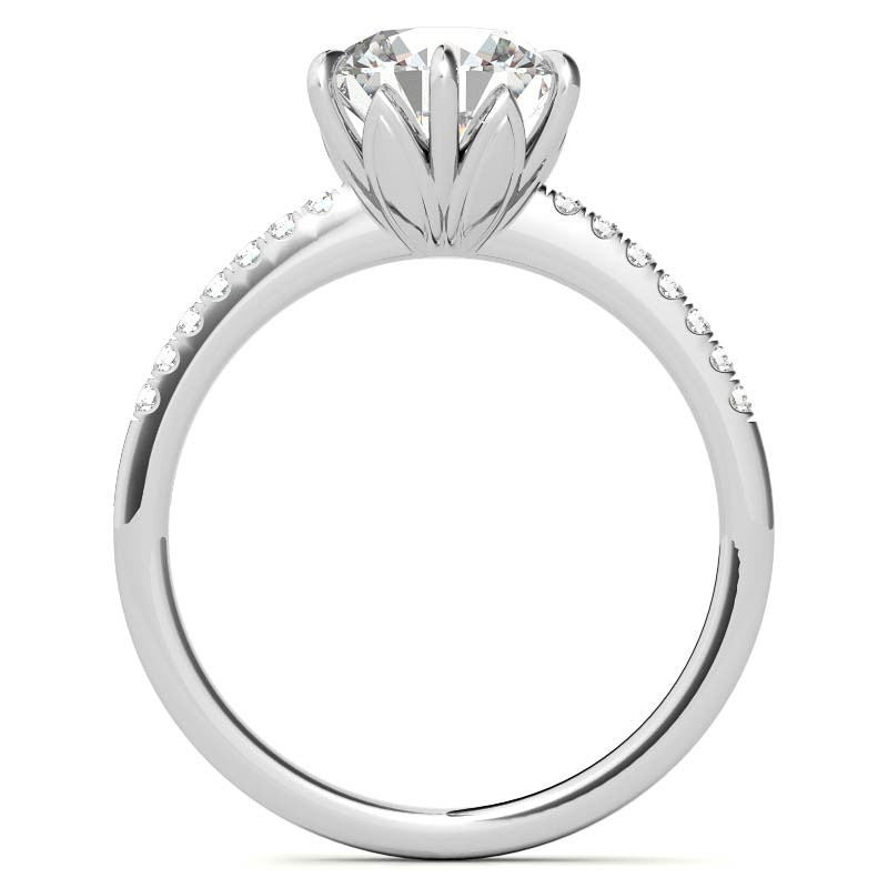 Round Brilliant Moissanite Floral Engagement Ring