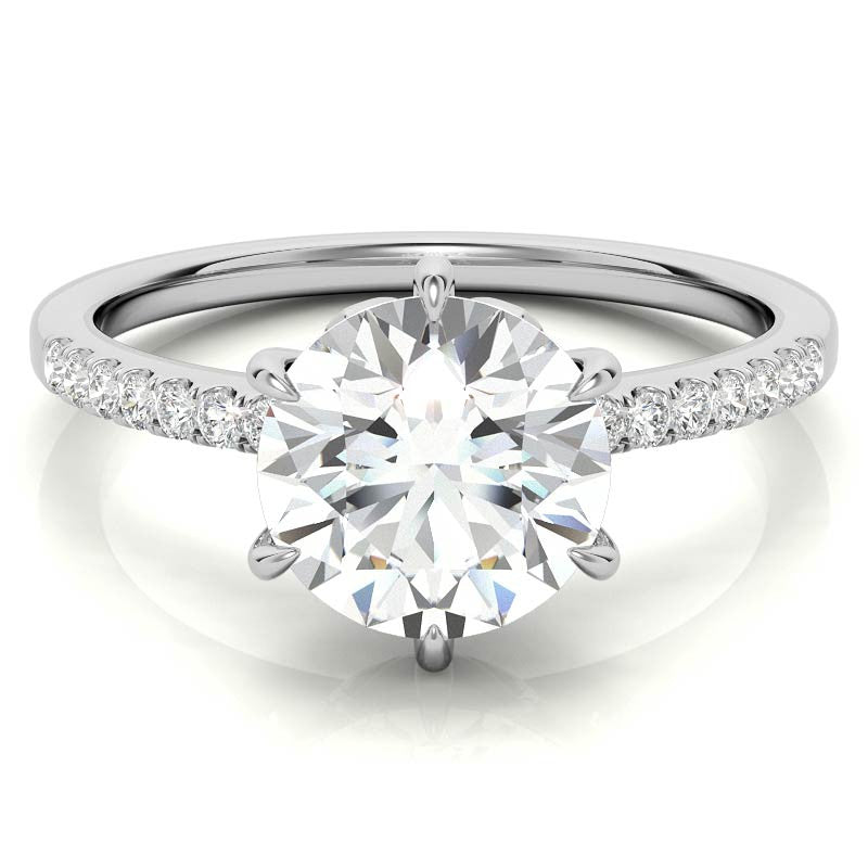 Round Brilliant Moissanite Floral Engagement Ring