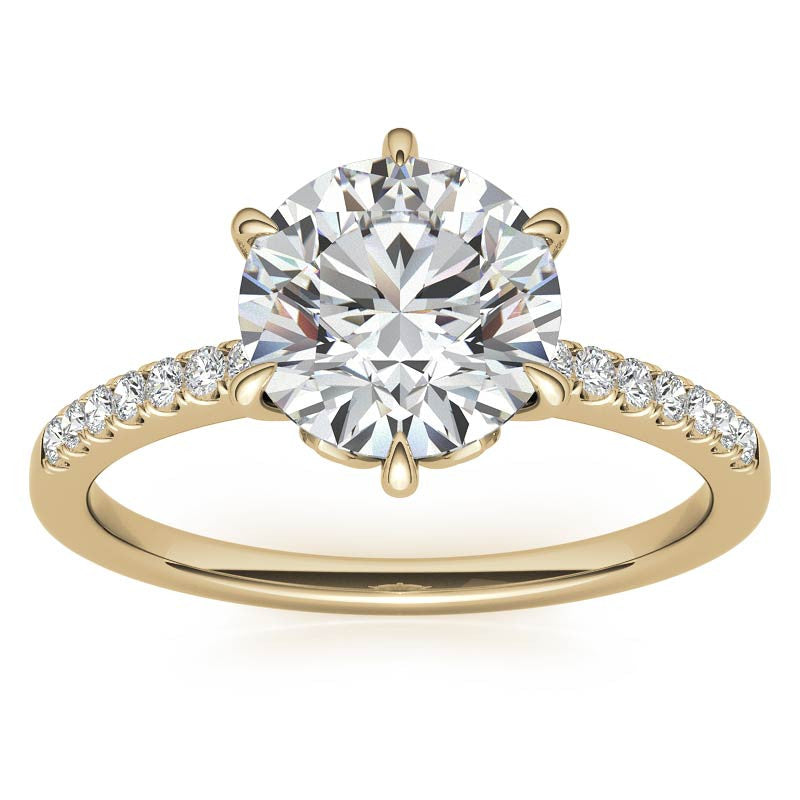 Round Brilliant Moissanite Floral Engagement Ring