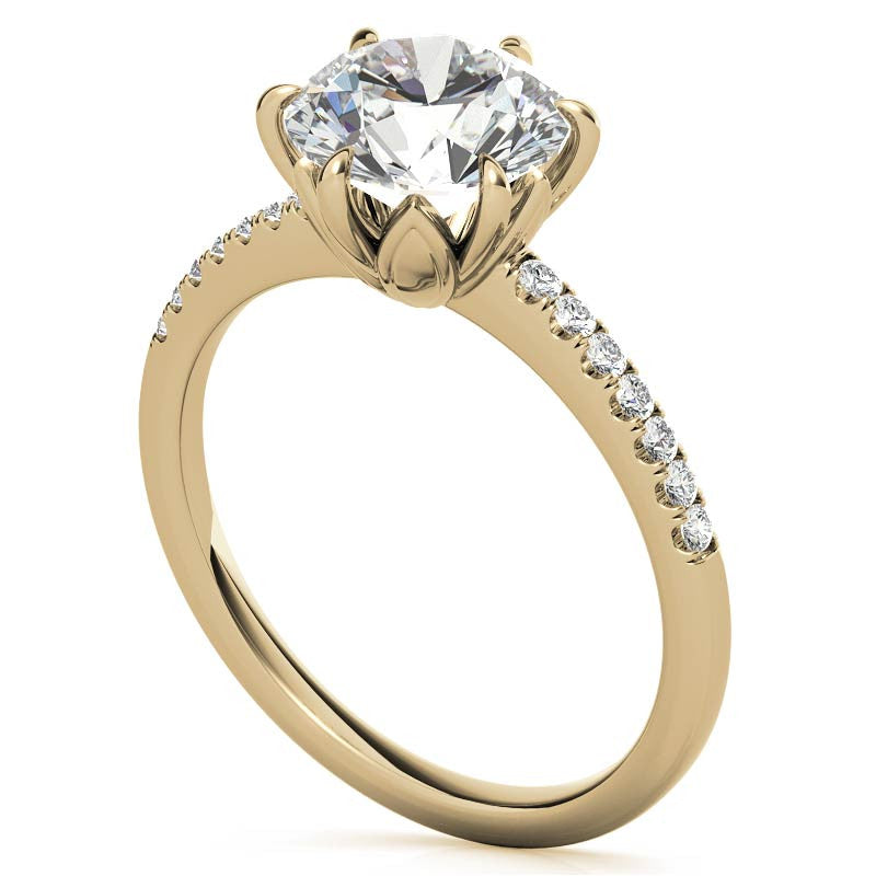 Round Brilliant Moissanite Floral Engagement Ring