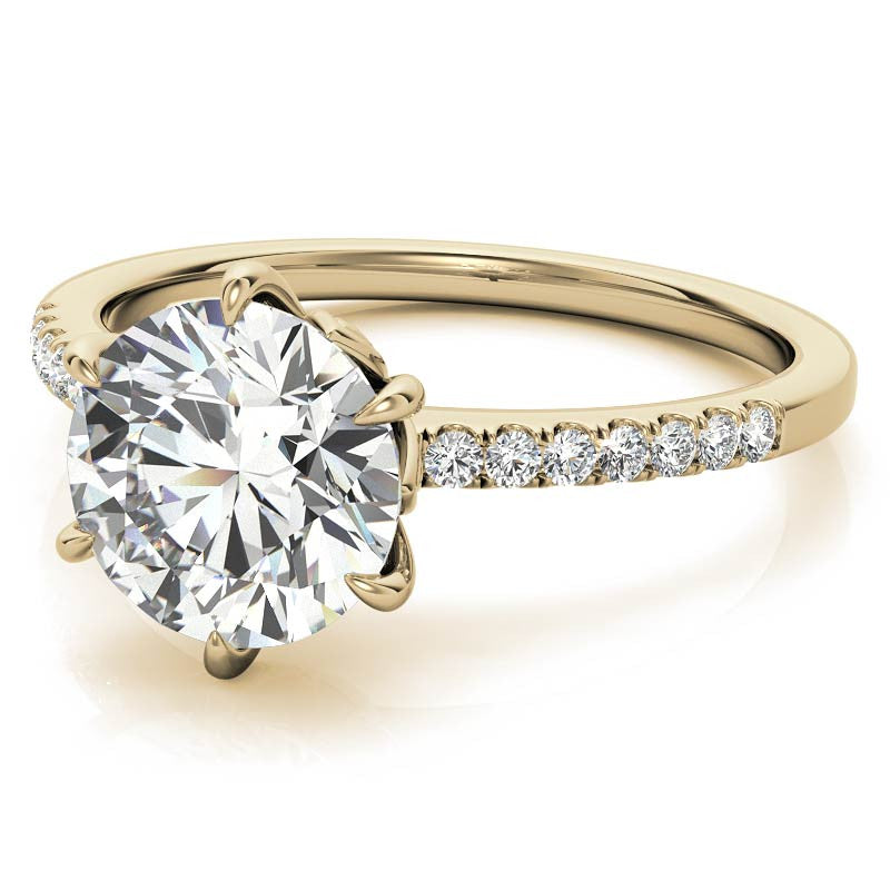 Round Brilliant Moissanite Floral Engagement Ring