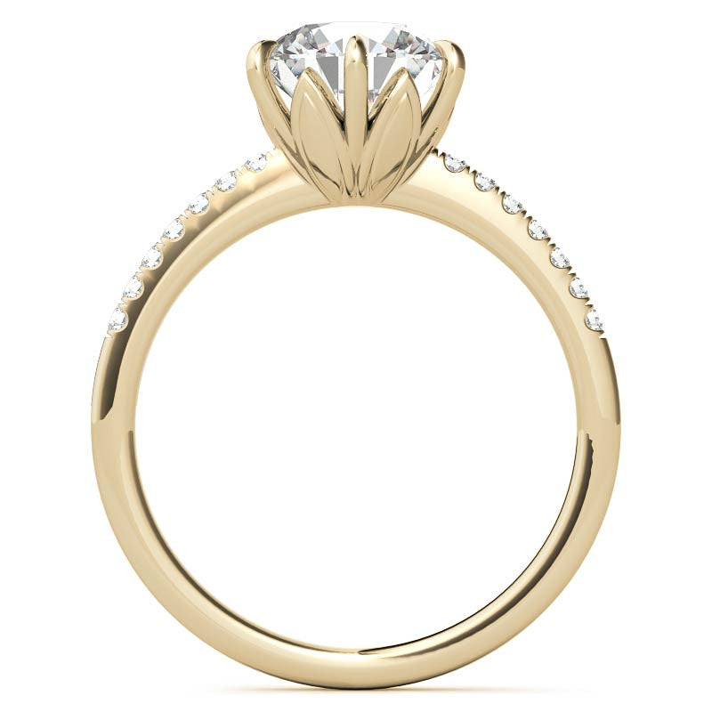 Round Brilliant Moissanite Floral Engagement Ring