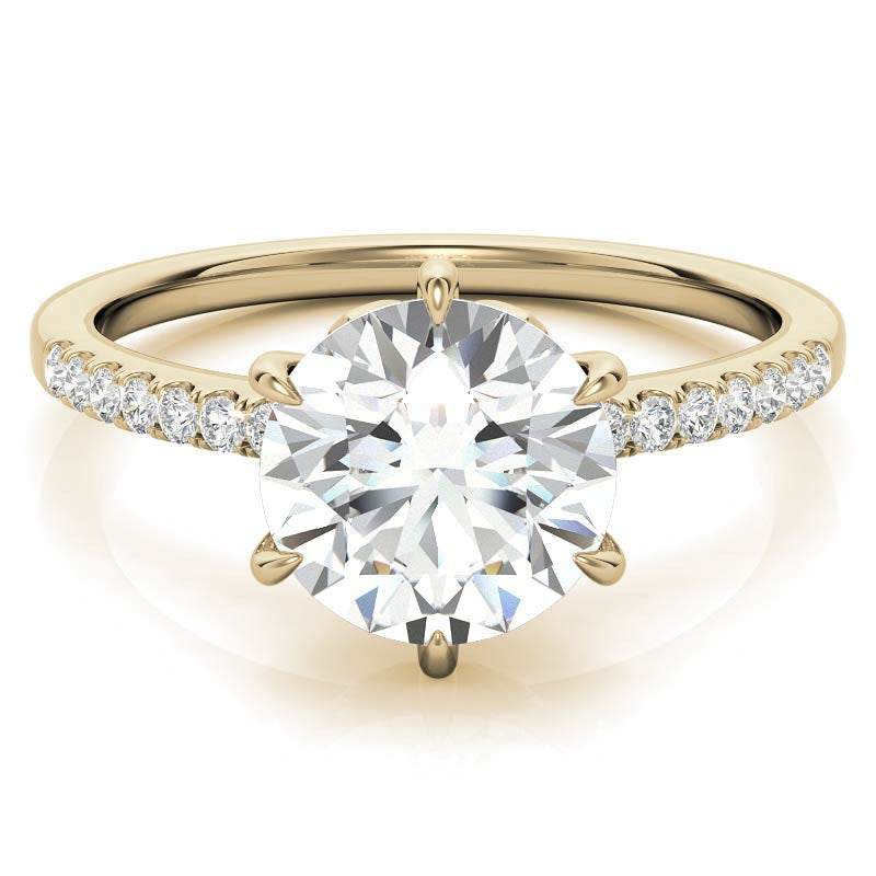 Round Brilliant Moissanite Floral Engagement Ring