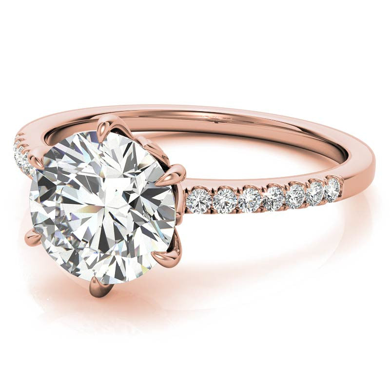 Round Brilliant Moissanite Floral Engagement Ring