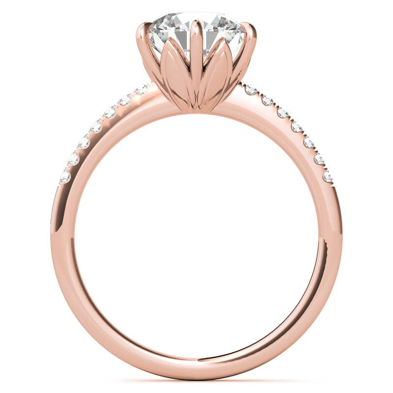 Round Brilliant Moissanite Floral Engagement Ring