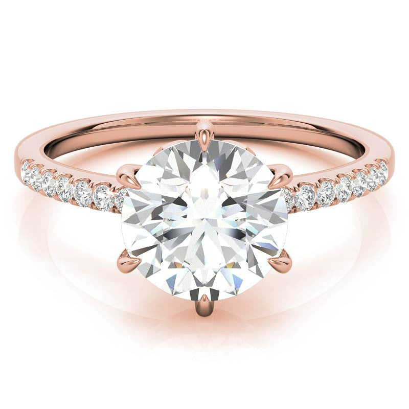 Round Brilliant Moissanite Floral Engagement Ring