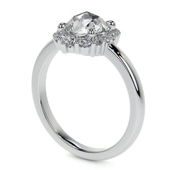 Rose Cut Graduated Halo Moissanite Engagement Ring