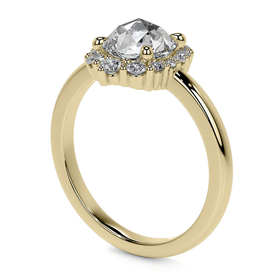 Rose Cut Graduated Halo Moissanite Engagement Ring