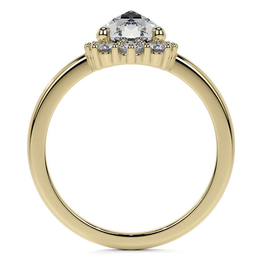 Rose Cut Graduated Halo Moissanite Engagement Ring