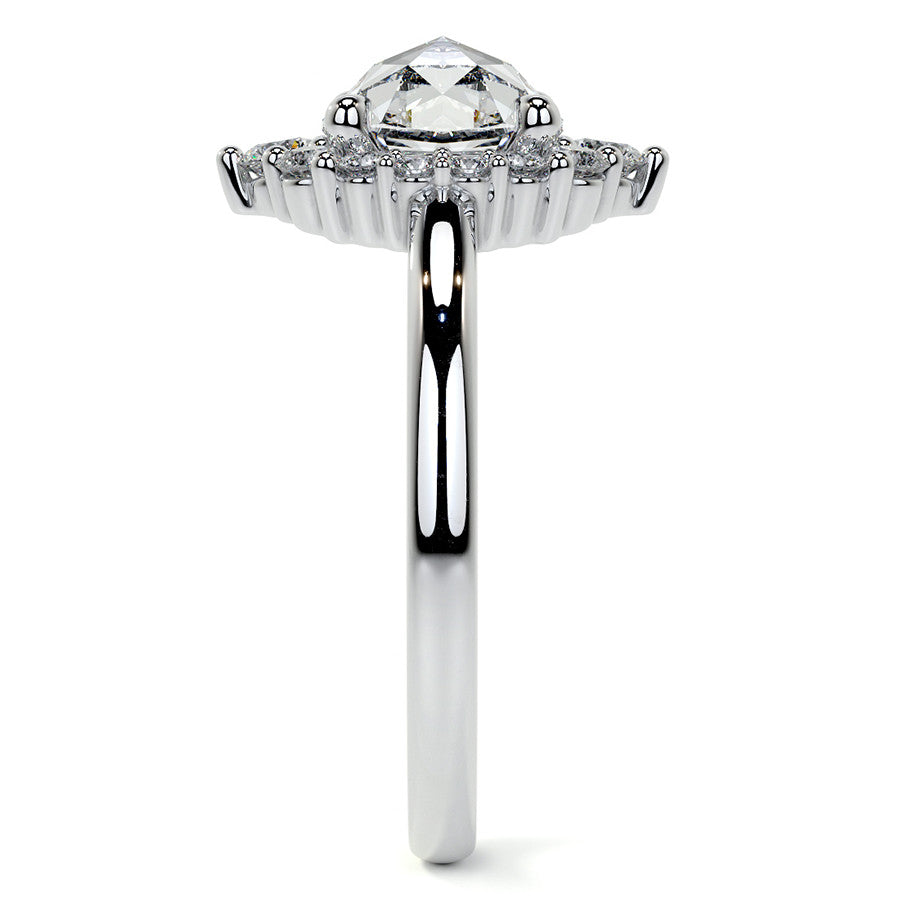 Rose Cut Graduated Halo Moissanite Engagement Ring