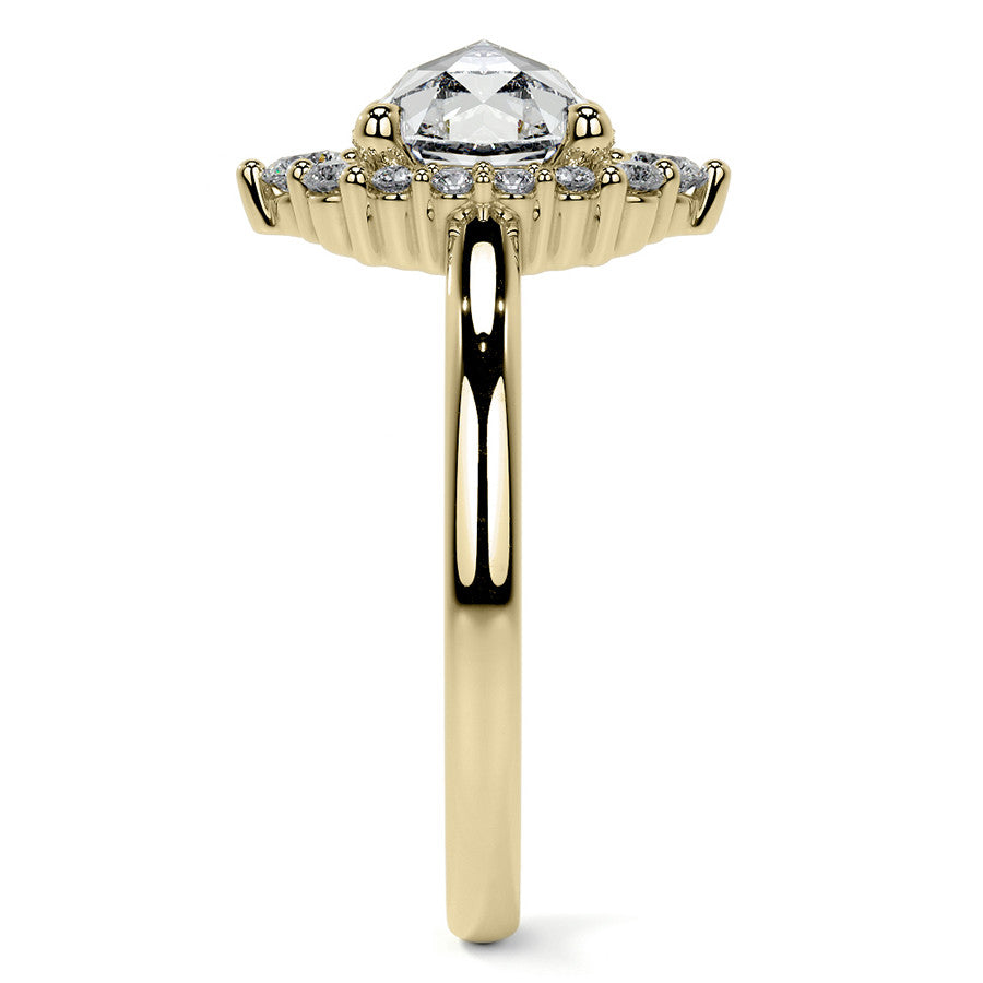 Rose Cut Graduated Halo Moissanite Engagement Ring