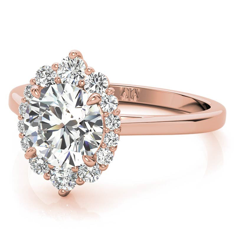 Round Graduated Halo Moissanite Engagement Ring