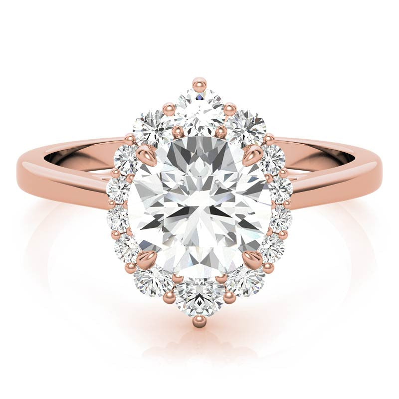 Round Graduated Halo Moissanite Engagement Ring