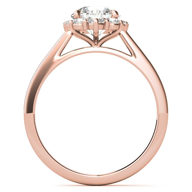 Round Graduated Halo Moissanite Engagement Ring