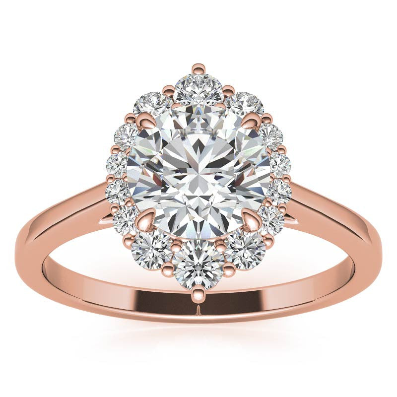 Round Graduated Halo Moissanite Engagement Ring