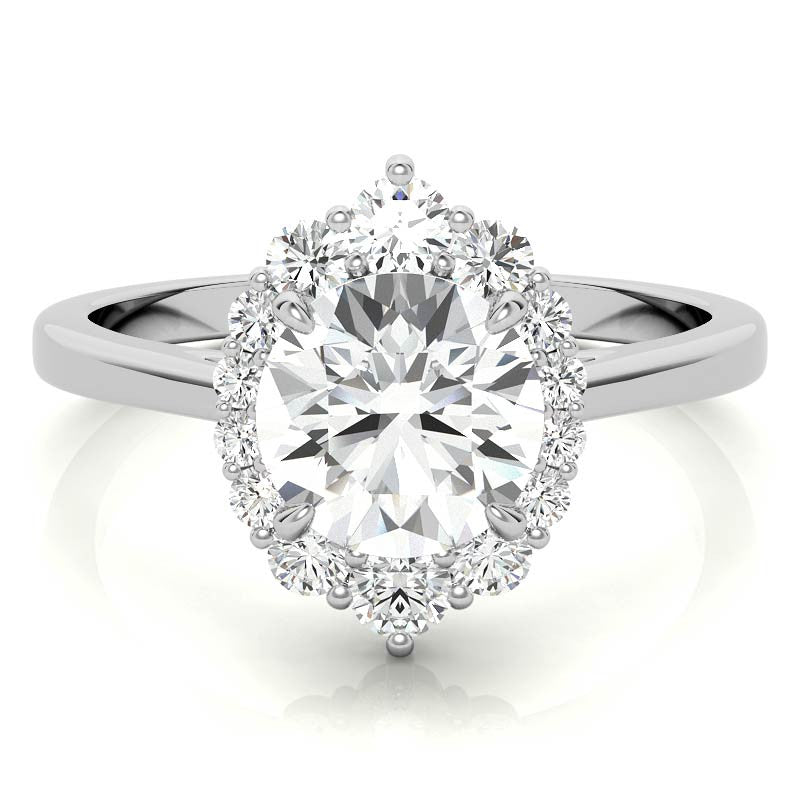 Round Graduated Halo Moissanite Engagement Ring