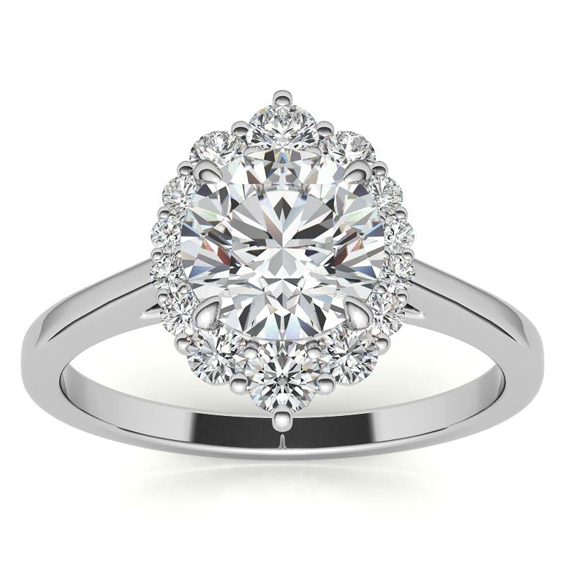 Round Graduated Halo Moissanite Engagement Ring
