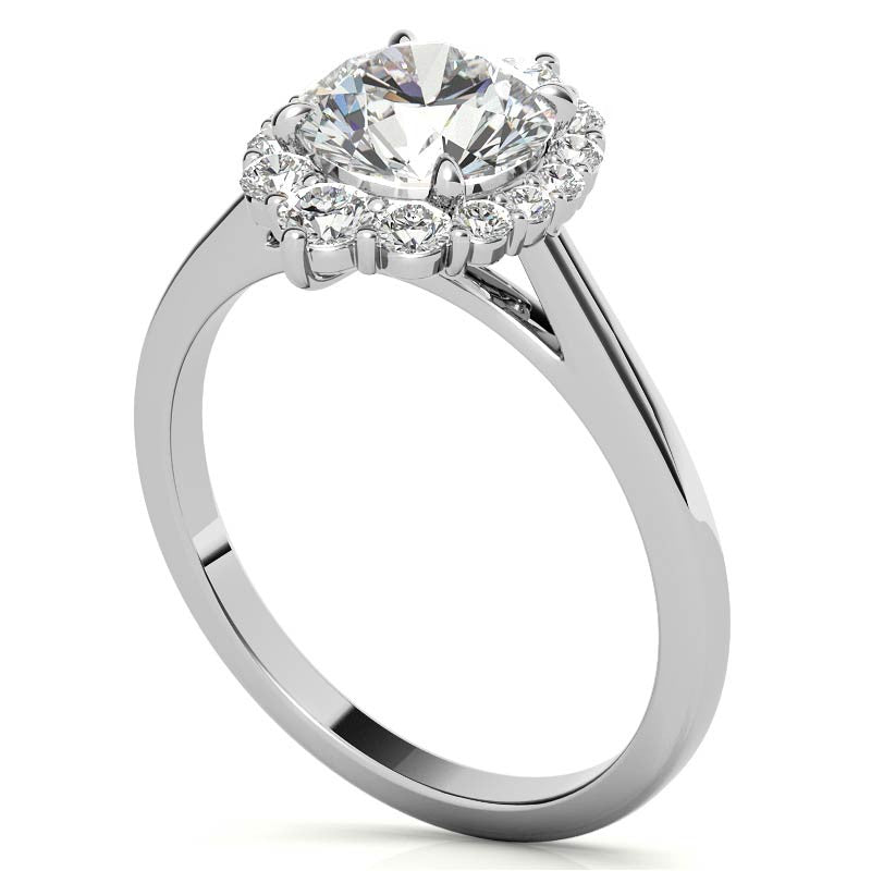 Round Graduated Halo Moissanite Engagement Ring