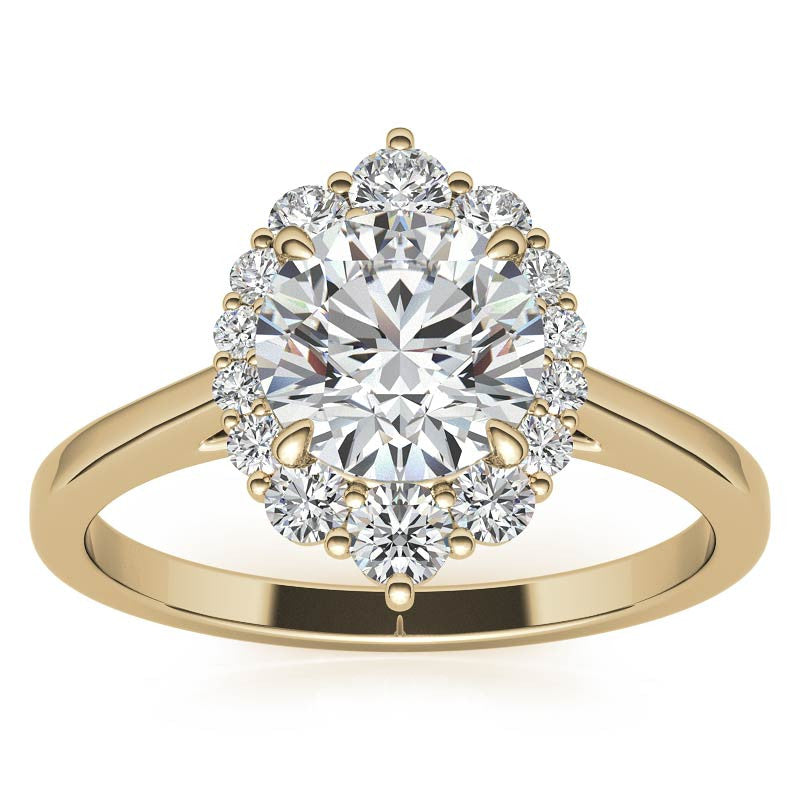 Round Graduated Halo Moissanite Engagement Ring