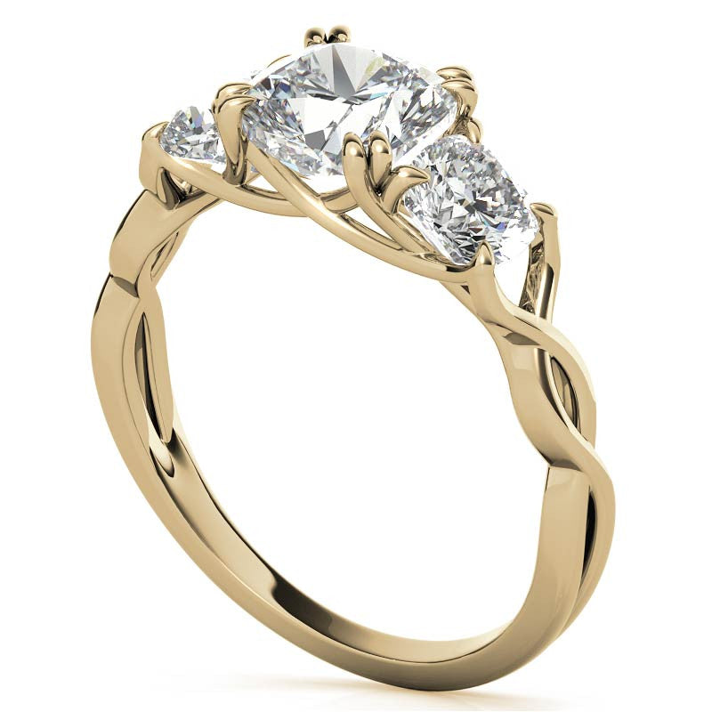 Cushion Three-Stone Moissanite Twisted Infinity Engagement Ring