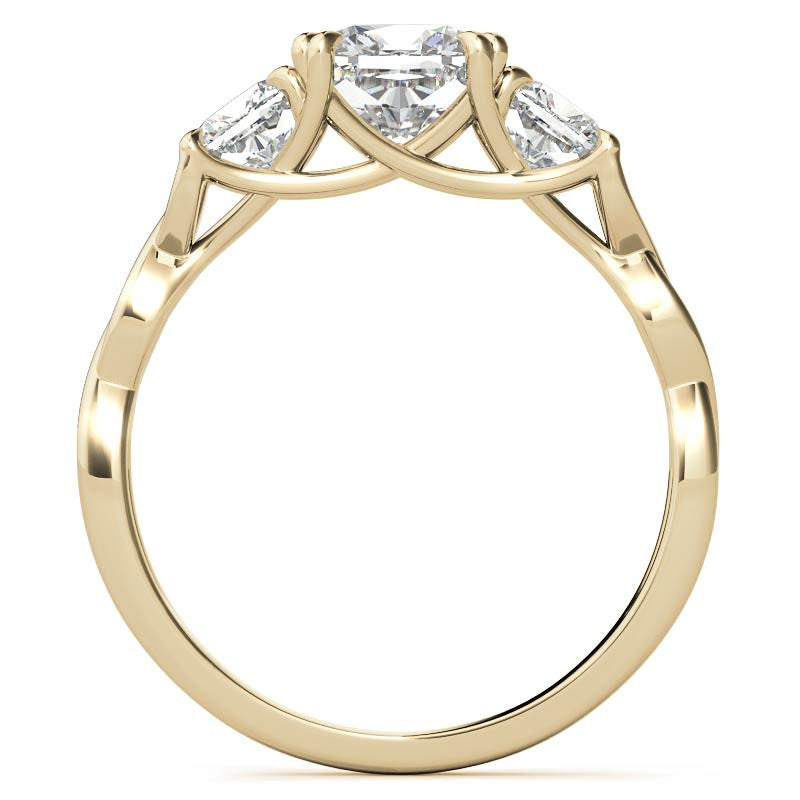 Cushion Three-Stone Moissanite Twisted Infinity Engagement Ring
