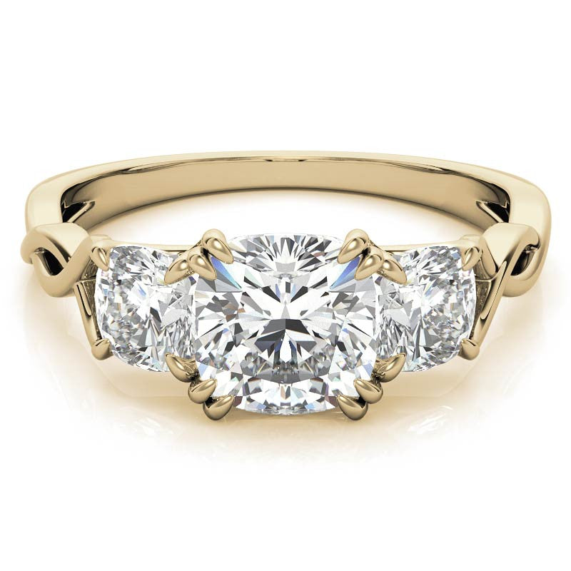 Cushion Three-Stone Moissanite Twisted Infinity Engagement Ring